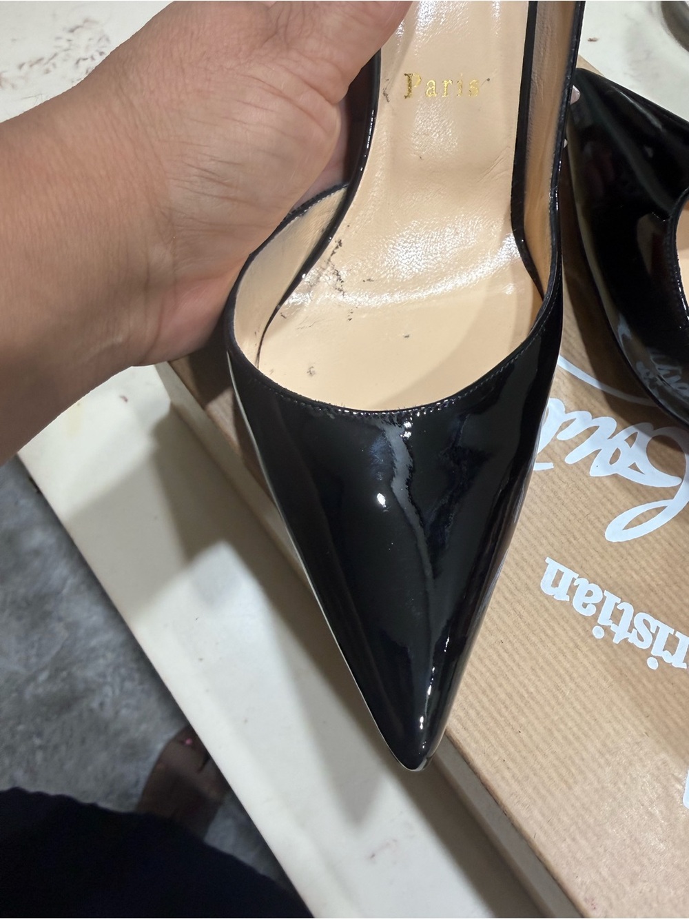 Christian Louboutin Iriza Black Patent Pointed-Toe Stiletto Pumps - Picture 7 of 14
